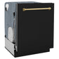 ZLINE Autograph Edition 24 in. Monument Series 3rd Rack Top Touch Control Tall Tub Dishwasher in Black Matte with Polished Gold Handle, 45dBa (DWMTZ-BLM-24-G)