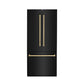 ZLINE Autograph Edition 36 in. 19.6 cu. ft. French Door Built-In Bottom Freezer Refrigerator with Water Dispenser and Ice Maker in Black Stainless Steel with Champagne Bronze Accents (RBIVZ-BS-36-CB)