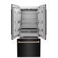 ZLINE Autograph Edition 36 in. 19.6 cu. ft. French Door Built-In Bottom Freezer Refrigerator with Water Dispenser and Ice Maker in Black Stainless Steel with Polished Gold Accents (RBIVZ-BS-36-G)