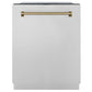 ZLINE Autograph Edition 30 in. Kitchen Package with Stainless Steel Dual Fuel Range, Range Hood, Dishwasher, and Refrigerator with External Water Dispenser with Champagne Bronze Accents (4AKPR-RARHDWM30-CB)