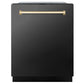 ZLINE Autograph Edition 24 in. Monument Series 3rd Rack Top Touch Control Tall Tub Dishwasher in Black Stainless Steel with Polished Gold Handle, 45dBa (DWMTZ-BS-24-G)