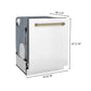 ZLINE Autograph Edition 30 in. Kitchen Package with Stainless Steel Dual Fuel Range with White Matte Door, Range Hood and Dishwasher with Champagne Bronze Accents (3AKP-RAWMRHDWM30-CB)