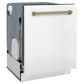ZLINE Autograph Edition 30 in. Kitchen Package with Stainless Steel Dual Fuel Range with White Matte Door, Range Hood and Dishwasher with Champagne Bronze Accents (3AKP-RAWMRHDWM30-CB)