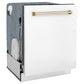 ZLINE Autograph Edition 24 in. Monument Series 3rd Rack Top Touch Control Tall Tub Dishwasher in White Matte with Polished Gold Accent Handle, 45dBa (DWMTZ-WM-24-G)