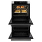 ZLINE Autograph Edition 30 in. Professional True Convection Double Wall Oven with Air Fry and Self Clean in DuraSnow® Stainless Steel with White Matte Doors and Matte Black Handles (WADSZ-WM-30-MB)