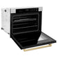 ZLINE Autograph Edition 30 in. Professional True Convection Single Wall Oven with Air Fry and Self Clean in DuraSnow® Stainless Steel with White Matte Door and Champagne Bronze Handle (WASSZ-WM-30-CB)