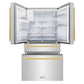 ZLINE Autograph Edition 36 in. 21.6 cu. ft. Counter-Depth French Door Refrigerator with Water and Ice Dispenser in Fingerprint-Resistant Stainless Steel with Polished Gold Modern Handles (RFMZ-W-36-FG)