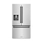 ZLINE Autograph Edition 36 in. 28.9 cu. ft. Standard-Depth French Door External Water Dispenser Refrigerator with Dual Ice Maker in Fingerprint-Resistant Stainless Steel and Matte Black Traditional Handles (RSMZ-W-36-MB)
