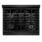 ZLINE Autograph Edition 30 in. 4.2 cu. ft. Paramount Dual Fuel Range with 4 Burner Gas Cooktop and Electric Convection Oven in Black Stainless Steel with Champagne Bronze Accents (SDRBZ-30-CB)