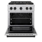 ZLINE Autograph Edition 30 in. 4.2 cu. ft. Paramount Gas Range with 4 Burner Cooktop and Convection Gas Oven in DuraSnow® Stainless Steel and Matte Black Accents (SGRSZ-30-MB)