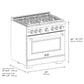 ZLINE Autograph Edition 36 in. 5.2 cu. ft. 6 Burner Paramount Gas Range with Convection Gas Oven in DuraSnow® Stainless Steel and Matte Black Accents (SGRSZ-36-MB)