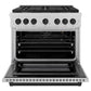 ZLINE Autograph Edition 36 in. 5.2 cu. ft. 6 Burner Paramount Gas Range with Convection Gas Oven in DuraSnow® Stainless Steel and Matte Black Accents (SGRSZ-36-MB)