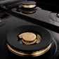 ZLINE Autograph Edition 36 in. 4.6 cu. ft. Legacy Dual Fuel Range with 6 Burner Gas Cooktop and Electric Convection Oven in Stainless Steel with Black Matte Door and Polished Gold Accents (RAZ-BLM-36-G)