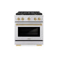 ZLINE Autograph Edition 30 in. 4.2 cu. ft. Paramount Dual Fuel Range with 4 Burner Gas Cooktop and Electric Convection Oven in Stainless Steel with Champagne Bronze Accents (SDRZ-30-CB)