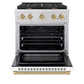 ZLINE Autograph Edition 30 in. 4.2 cu. ft. Paramount Dual Fuel Range with 4 Burner Gas Cooktop and Electric Convection Oven in Stainless Steel with White Matte Door and Champagne Bronze Accents (SDRZ-WM-30-CB)