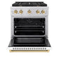 ZLINE Autograph Edition 30 in. 4.2 cu. ft. Paramount Dual Fuel Range with 4 Burner Gas Cooktop and Electric Convection Oven in Stainless Steel with White Matte Door and Polished Gold Accents (SDRZ-WM-30-G)