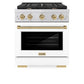 ZLINE Autograph Edition 30 in. 4.2 cu. ft. Paramount Gas Range with 4 Burner Cooktop and Convection Gas Oven in Stainless Steel with White Matte Door and Champagne Bronze Accents (SGRZ-WM-30-CB)