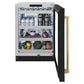 ZLINE Autograph Edition 24 in. Touchstone Dual Zone 44 Bottle Wine Cooler With Black Matte Glass Door And Polished Gold Handle (RWDOZ-BLM-24-G)