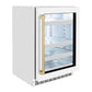 ZLINE Autograph Edition 24 in. Touchstone 151 Can Beverage Fridge With White Matte Glass Door And Champagne Bronze Handle (RBSOZ-WM-24-CB)