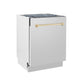 ZLINE Autograph Edition 24 in. 3rd Rack Top Control Tall Tub Dishwasher in Stainless Steel with Polished Gold Handle, 51dBa (DWVZ-304-24-G)