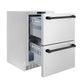ZLINE Autograph Edition 24 in. Touchstone 168 Can Outdoor-Rated Dual Refrigerator Drawer with Stainless Steel Doors and Matte Black Handles (RDSOZ-ST-24-MB)