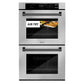 ZLINE Autograph Edition 30 in. Professional True Convection Double Wall Oven with Air Fry and Self Clean in Stainless Steel with Matte Black Handles (WADZ-30-MB)