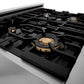 ZLINE Autograph Edition 30 in. 4.0 cu. ft. Legacy Dual Fuel Range with 4 Burner Gas Cooktop and Electric Convection Oven in Stainless Steel with White Matte Door and Champagne Bronze Accents (RAZ-WM-30-CB)