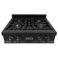 ZLINE 30 in. Legacy Gas Rangetop with 4 Brass Burners and Porcelain Cooktop in Black Stainless Steel (RTB-BR-30)