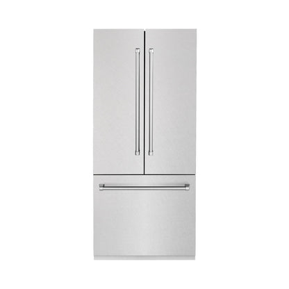 ZLINE 36 in. 19.6 cu. ft. French Door Built-In Bottom Freezer Refrigerator with Water Dispenser and Ice Maker in DuraSnow® Stainless Steel (RBIV-SN-36)
