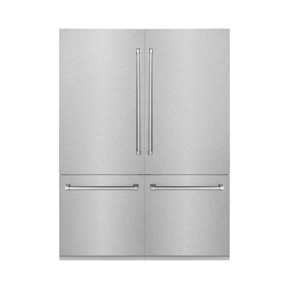 ZLINE 60 in. 32.2 cu. ft. French Door Built-In Bottom Freezer Refrigerator with Water Dispensers and Ice Makers in DuraSnow® Stainless Steel (RBIV-SN-60)