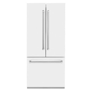 ZLINE 36 in. 19.6 cu. ft. French Door Built-In Bottom Freezer Refrigerator with Water Dispenser and Ice Maker in White Matte (RBIV-WM-36)