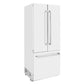 ZLINE 36 in. 19.6 cu. ft. French Door Built-In Bottom Freezer Refrigerator with Water Dispenser and Ice Maker in White Matte (RBIV-WM-36)