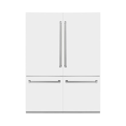 ZLINE 60 in. 32.2 cu. ft. French Door Built-In Bottom Freezer Refrigerator with Water Dispensers and Ice Makers in White Matte (RBIV-WM-60)