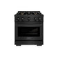 ZLINE 30 in. 4.2 cu. ft. Select Dual Fuel Range with Gas Cooktop and Electric Convection Oven in Black Stainless Steel with 4 Brass Burners (HDRB-BR-30)