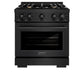 ZLINE 30 in. 4.2 cu. ft. Select Dual Fuel Range with Gas Cooktop and Electric Convection Oven in Black Stainless Steel with 4 Brass Burners (HDRB-BR-30)