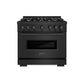 ZLINE 36 in. 5.2 cu. ft. Classic Gas Range with 6 Burner Cooktop and Convection Gas Oven in Black Stainless Steel (CGRB-36)