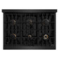 ZLINE Autograph Edition 36 in. 5.2 cu. ft. Classic Dual Fuel Range with 6 Burner Gas Cooktop and Electric Convection Oven in Black Stainless Steel with Champagne Bronze Accents (CDRBZ-36-CB)