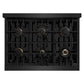 ZLINE Autograph Edition 36 in. 5.2 cu. ft. Classic Dual Fuel Range with 6 Burner Gas Cooktop and Electric Convection Oven in Black Stainless Steel with Polished Gold Accents (CDRBZ-36-G)