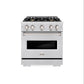 ZLINE 30 in. 4.2 cu. ft. Classic Dual Fuel Range with Gas Cooktop and Electric Convection Oven in DuraSnow® Stainless Steel with 4 Brass Burners (CDRS-BR-30)