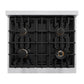 ZLINE 30 in. 4.2 cu. ft. Classic Dual Fuel Range with Gas Cooktop and Electric Convection Oven in DuraSnow® Stainless Steel with 4 Brass Burners (CDRS-BR-30)