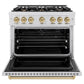 ZLINE Autograph Edition 36 in. 5.2 cu. ft. Classic Dual Fuel Range with 6 Burner Gas Cooktop and Electric Convection Oven in DuraSnow® Stainless Steel with Champagne Bronze Accents (CDRSZ-36-CB)
