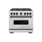 ZLINE Autograph Edition 36 in. 5.2 cu. ft. Classic Dual Fuel Range with 6 Burner Gas Cooktop and Electric Convection Oven in DuraSnow® Stainless Steel with Matte Black Accents (CDRSZ-36-MB)