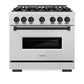 ZLINE Autograph Edition 36 in. 5.2 cu. ft. Classic Dual Fuel Range with 6 Burner Gas Cooktop and Electric Convection Oven in DuraSnow® Stainless Steel with Matte Black Accents (CDRSZ-36-MB)