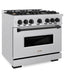 ZLINE Autograph Edition 36 in. 5.2 cu. ft. Classic Dual Fuel Range with 6 Burner Gas Cooktop and Electric Convection Oven in DuraSnow® Stainless Steel with Matte Black Accents (CDRSZ-36-MB)