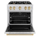 ZLINE Autograph Edition 30 in. 4.2 cu. ft. Classic Dual Fuel Range with 4 Burner Gas Cooktop and Electric Convection Oven in DuraSnow® Stainless Steel with Polished Gold Accents (CDRSZ-30-G)
