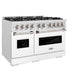 ZLINE 48 in. 6.7 cu. ft. Classic Double Oven Dual Fuel Range with 8 Burner Gas Cooktop in DuraSnow® Stainless Steel with White Matte Doors (CDRS-WM-48)