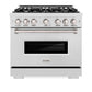 ZLINE 36 in. 5.2 cu. ft. Classic Gas Range with 6 Burner Cooktop and Convection Gas Oven in DuraSnow® Stainless Steel (CGRS-36)