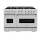 ZLINE 48 in. 6.7 cu. ft. Classic Double Oven Gas Range with 8 Burner Cooktop in DuraSnow® Stainless Steel (CGRS-48)