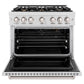 ZLINE 36 in. 5.2 cu. ft. Classic Gas Range with Convection Gas Oven in DuraSnow® Stainless Steel with 6 Brass Burners (CGRS-BR-36)