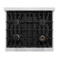 ZLINE Autograph Edition 30 in. 4.2 cu. ft. Classic Gas Range with 4 Burner Cooktop and Convection Gas Oven in DuraSnow® Stainless Steel and Matte Black Accents (CGRSZ-30-MB)